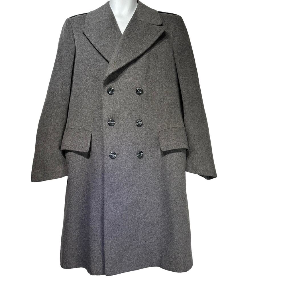 vintage miltons USA pure wool gray long peacoat Amalgamated Clothing Union Made